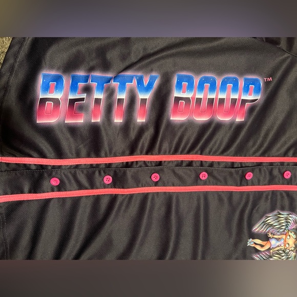 Betty Boop Born to Rise Baseball Button Up Jersey Y2K - Picture 3 of 8